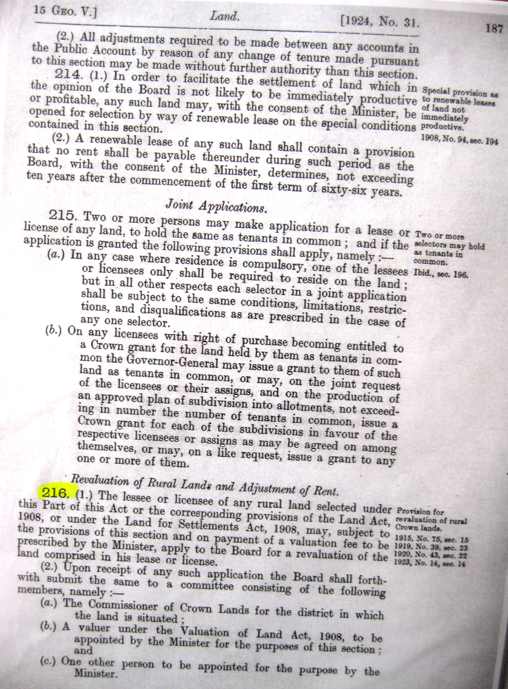 #13 Section 216 of the Land Act.